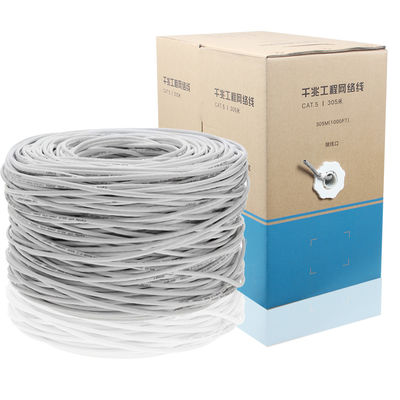 Dauerhaftes Netz-Ethernet-Kabel 23AWG Cat5e, 4 Paare 1000ft UTP schirmte Kabel ab