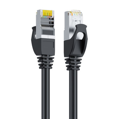 Schwarzes SFTP Cat6-Patchkabel, doppelt geschirmt, 24 AWG, reiner Kupfer-RJ45-Stecker