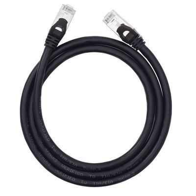 Schwarzes SFTP Cat6-Patchkabel, doppelt geschirmt, 24 AWG, reiner Kupfer-RJ45-Stecker
