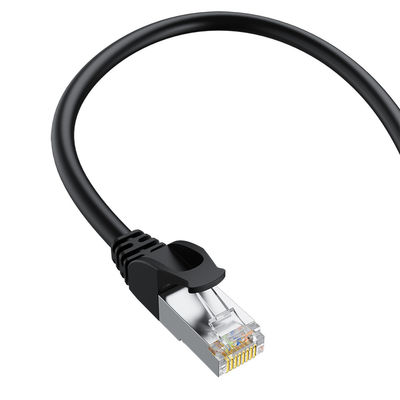 Schwarzes SFTP Cat6-Patchkabel, doppelt geschirmt, 24 AWG, reiner Kupfer-RJ45-Stecker