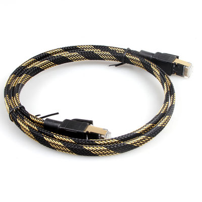Nylon-Verbindungskabel-Mattschwarz-gelbe umsponnene hohe Geschwindigkeit des Ethernet-Cat7