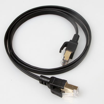 Flaches SFTP RJ45 Cat8 Schwarz-Farblanglebiges gut des Flecken-Kabel-40Gbps 2000Mhz