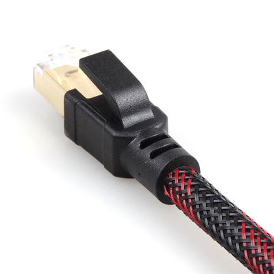 Cat8-Patchkabel für den Außenbereich, Innenbereich, Nylon, geflochten, Rot, Schwarz, 26 AWG, 40 Gbit/s
