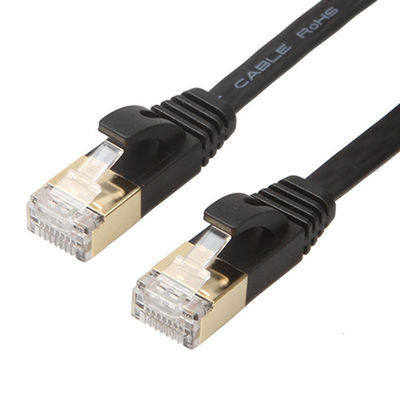 Praktisches schwarzes flaches Cat6-Ethernet-Kabel mit goldgeschirmten Snagless-Rj45-Anschlüssen