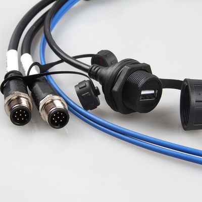 Wasserdichtes Kabelbaum-Luftfahrtkabel M12+USB Female+Fiber Optik
