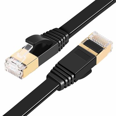 Schwarzes flaches Kabel des Netz-Cat7, SFTP weil Durchlauf-Kanal-Test-flaches Verbindungskabel