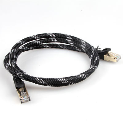 Umsponnene schwarzes weißes Nylonlanglebiges Gut der Ethernet-Flecken-Kabel-Katzen-7 wetterfest