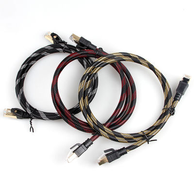 Umsponnene schwarzes weißes Nylonlanglebiges Gut der Ethernet-Flecken-Kabel-Katzen-7 wetterfest