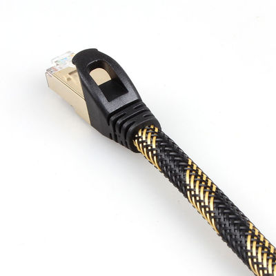 Ethernet-Kabel-schwarzes Nylongelbes der ISO-Gigabit-Katzen-7 abgeschirmtes geflochten