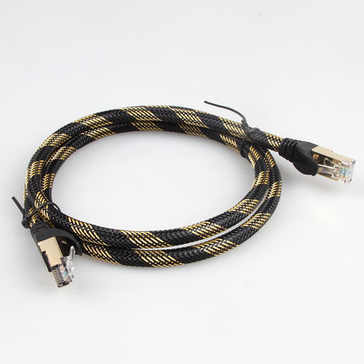 Ethernet-Kabel-schwarzes Nylongelbes der ISO-Gigabit-Katzen-7 abgeschirmtes geflochten
