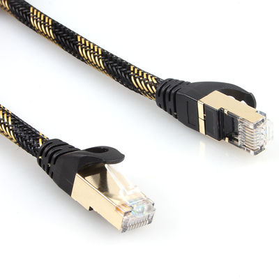 Ethernet-Kabel-schwarzes Nylongelbes der ISO-Gigabit-Katzen-7 abgeschirmtes geflochten