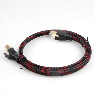 Stabiles umsponnenes Kabel-rotes schwarzes Nylonentstörungs des Ethernet-Cat8