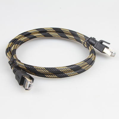 Ethernet-Kabel-geflochtenes schwarzes Nylongelb SFTP RJ45 Katzen-8 im Freien