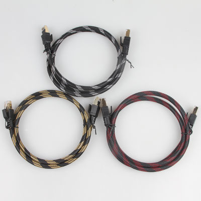 Ethernet-Kabel-geflochtenes schwarzes Nylongelb SFTP RJ45 Katzen-8 im Freien