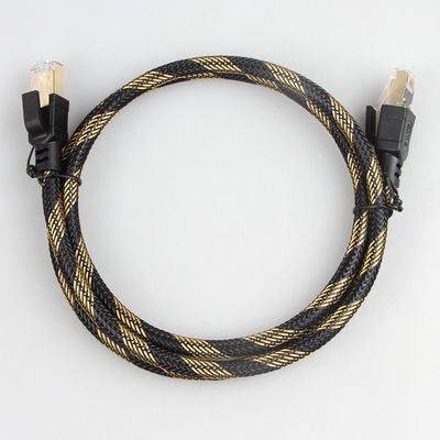 Ethernet-Kabel-geflochtenes schwarzes Nylongelb SFTP RJ45 Katzen-8 im Freien