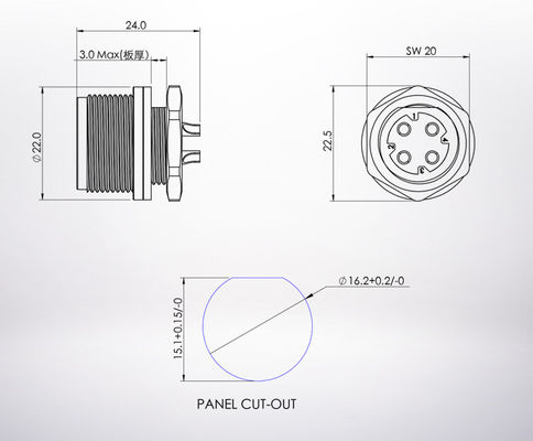 Wasserdichtes industrielles Kabel-Verbindungsstück M16 4pins des Kabelbaum-IP68 zu XH2.5