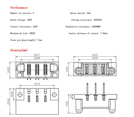 Energie-Messerstecker Soems praktischer, MISTA 3 Pin Electrical Cable Connectors