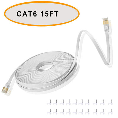 Cat-6-Ethernet-Flachpatchkabel, 50 Fuß, weiße Farbe, ungeschirmtes Twisted-Pair