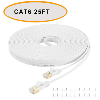 Cat-6-Ethernet-Flachpatchkabel, 50 Fuß, weiße Farbe, ungeschirmtes Twisted-Pair